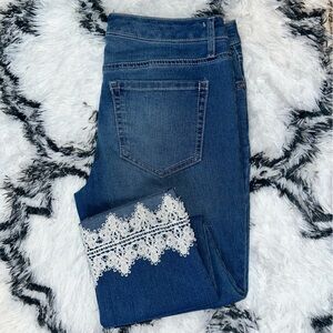 ND. Jeans. Beautiful lace at the bottom of each leg. Size 6